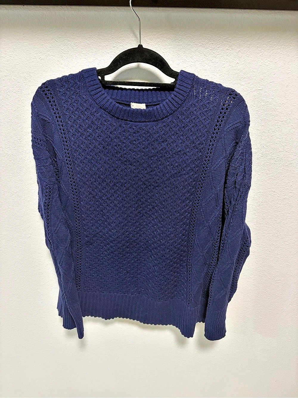 a new day Textured Open Knit Crewneck Sweater in Navy -  Size XXL - Like New